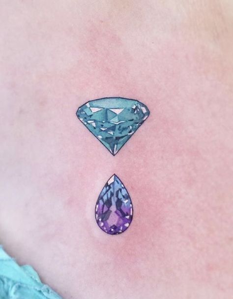 Alexandrite Tattoo, Topaz Tattoo, Ruby Tattoo, Gem Tattoo, Ring Finger Tattoos, Frozen Heart, Diamond Tattoos, Delicate Tattoo, Finger Tattoo