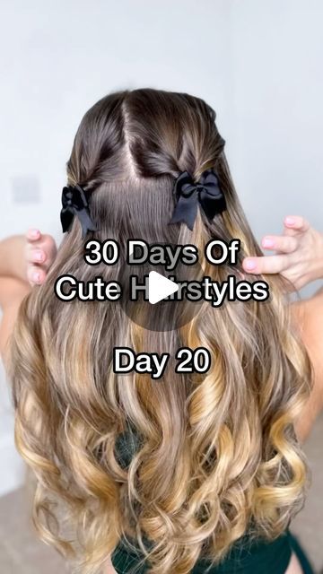 Nancy Amery on Instagram: "30 Days Of Cute Hairstyles  Day 20  Match bows or ribbons to your outfit and this is one of my fave styles on my hair so far 🎀♥️  #cutehairstyles #hairinspo #easyhairstyles #hairtutorial #hairupdo #hairhack #minibowhairstyle #halfupdo #weddingguesthair" Tiny Bow Hairstyles, Hairstyles With Mini Bows, Easy Bow Hairstyles, Two Bows Hairstyles, Mini Bow Hairstyle, Middle Hair, Kids Hairstyle, Halo Top, Cute Box Braids