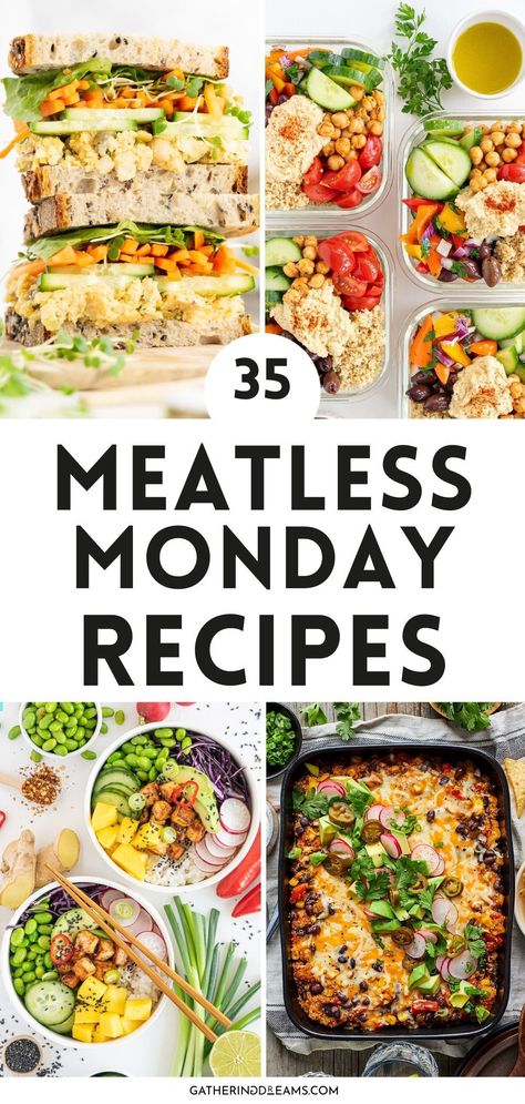 Try these quick meatless meals to kick off your week! With 35 delicious options, you’ll never run out of ideas for Meatless Monday. Easy Meatless Meals Healthy, Pasta Dishes No Meat, Meatless Dinner Ideas Healthy, Dinners Without Meat, No Meat Meals Easy, Healthy Meatless Dinners, Vegetarian Family Meals, Healthy Meatless Meals, No Meat Dinners