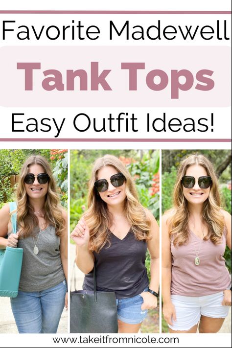 Midsize tank top outfit ideas Best Tank Tops For Women, Layering Tank Tops Outfits, Tops For Curvy Women, Midsize Summer Outfit, Swimwear For Moms, Summer Mom Outfits, Midsize Summer, Tank Top Plus Size, Leggings Outfit Summer