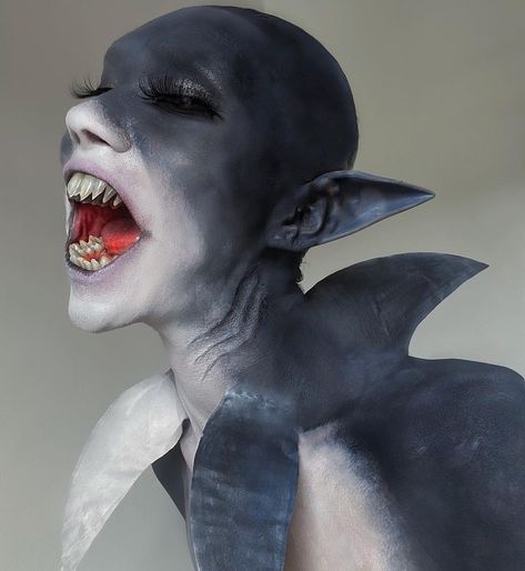 Shark Makeup, Bald Caps, Shark Costume, Bald Cap, Prosthetic Makeup, Alien Face, Mehron Makeup, Alien Character, Makeup Help