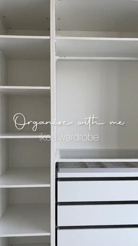 organize with me | ikea wardrobe Asthetic Wardrobe Design, Dressing Area Ideas, Armoire Pax Ikea, Wardrobe Walk In Closet, Organizing Room, Organize With Me, Armoire Pax, Ikea Pax Closet, Closet Ikea