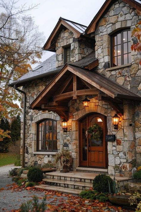 Stone Exterior Home, Stone Cottage Homes, Rustic House Exterior, Country House Exterior, Valley House, Cottage Core House, Stone Projects, Stone Exterior Houses, Cabin Vibes