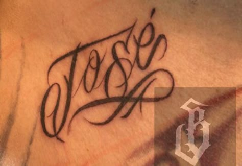 Jose lettering Jose In Cursive, Jose Name Tattoo Design, Gangsta Sketch, Chest Tattoo Stencils, Snk King Of Fighters, Name Drawings, Fancy Writing, Daily Makeup Routine, Chicano Drawings