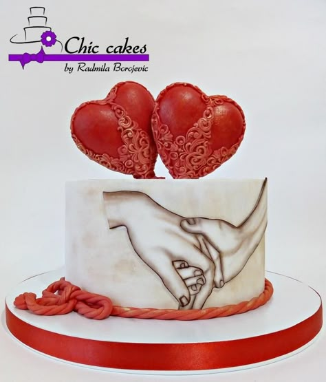 Love...... by Radmila Romantic Cake, Fruit Cake Design, Rodjendanske Torte, Birthday Cake For Husband, Cake For Husband, Fondant Cake Designs, Cupcake Decorating Tips, Wedding Anniversary Cakes, Unique Birthday Cakes