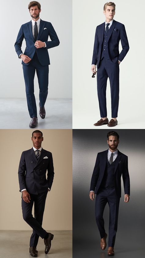 Blue Suit Brown Shoes: The Ultimate Tailoring Combination | FashionBeans Navy Blue Suit Shoes Combination, Navy Suit Brown Shoes Wedding, Black Suits Brown Shoes, Black Suit Brown Shoes Wedding, Shoes For Suits Men, Blue Blazer Outfit Men Wedding, Blazer Outfits Men Classy, Blue Suit Shoes, Blue Suit Black Shoes