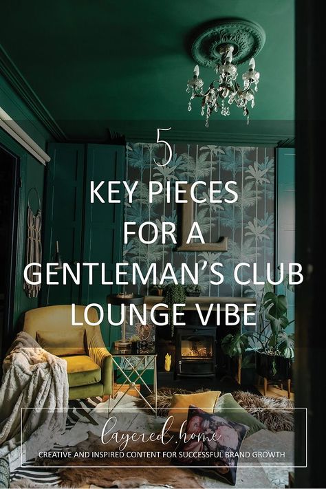 Gold Lounge Ideas Living Rooms, Gentlemans Living Room, Gentleman's Club Interior, Mens Club Decor, Speakeasy Lounge Ideas, Gentleman Lounge Interior Design, Speakeasy Office Decor, Gentleman's Club Decor, Jazz Club Inspired Living Room