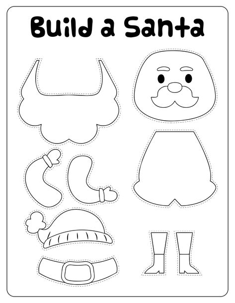 Christmas Build-a-Santa Craft Printable Build A Santa Template, Build Santa Printable, Build A Santa Free Printable, Build A Santa Printable, Build A Santa, Printable Christmas Crafts, Santa Kids Crafts, Big Crafts, Free Christmas Crafts