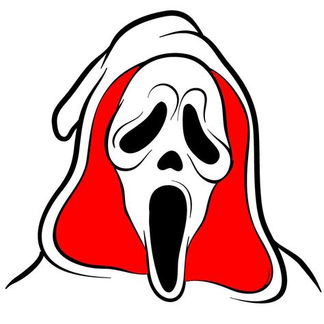 How to draw Ghostface (the Scream Mask) - Sketchok drawing guides Ghost Face On The Phone, Ghost Face Drawing Scream, On The Phone Drawing, Ghost Drawing Ideas, Ghost Face Drawing Easy, Ghostface Drawing Easy, Ghostface Drawing, Draw A Ghost, Screaming Drawing