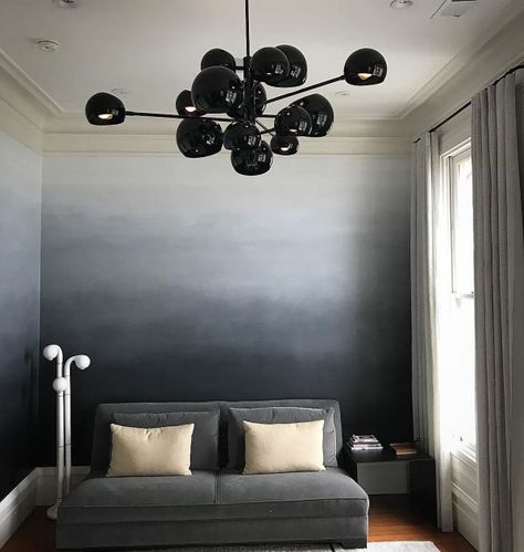 Black to White Ombre Wall by Caroline Lizarraga at Private Residence, San Francisco Caroline Lizarraga, Bedroom Wallpaper Texture, Ombre Painted Walls, Wallpaper Textured Walls, Reka Bentuk Bilik Tidur, Ombre Wall, Paint Your House, Wallpaper Interior Design, White Ombre