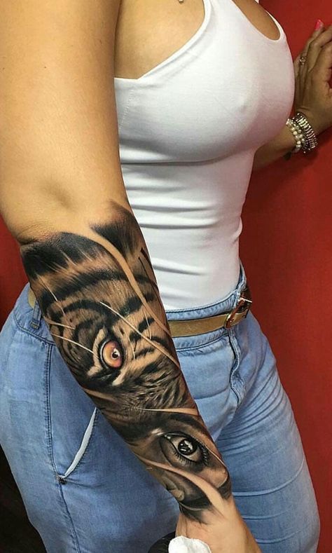 Tiger Eyes Tattoo, Mangas Tattoo, Forarm Tattoos, Forearm Sleeve Tattoos, Cat Tattoos, Inspiration Tattoos, Forearm Tattoo Women, Tiny Tattoo, Arm Sleeve Tattoos