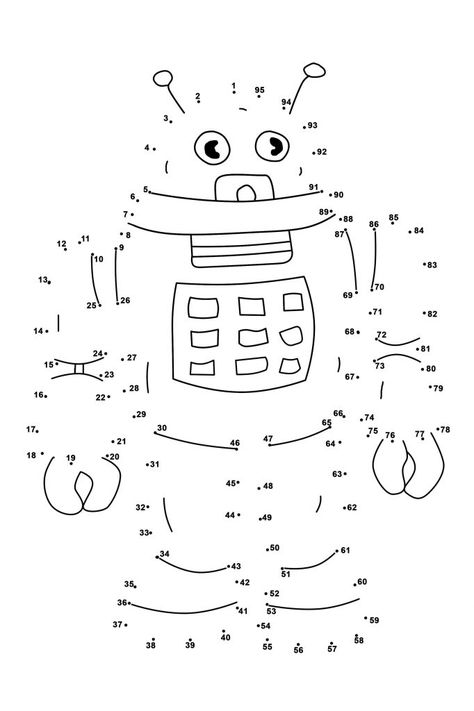 Connect the Dot Robot Hard Dot To Dot, Dot To Dot Printables, Dots Game, Dots Free, Dot Worksheets, Dot To Dot, Kindergarten Math Worksheets, Connect The Dots, Math Worksheet