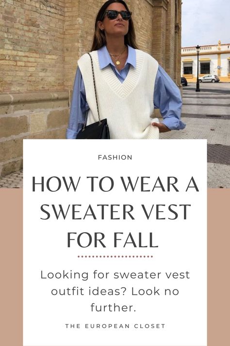 Looking for sweater vest outfit ideas? Look no further. Today I'm sharing with you how to style a sweater vest. | sweater vest outfits | sweater vest outfit ideas | how to style a sweater vest | how to wear a sweater vest | sweater vets outfit women | sweater vest outfit aesthetic | sweater vest outfit fall | sweater vest outfit winter | sweater vest outfits for women | sweater vest outfits korean | knit vest outfit Winter Sweater Vest Outfits, How To Wear A Sweater Vest, Cream Sweater Vest Outfit, Vest Outfits For Women Winter, Sweater Vest Outfit Aesthetic, Sweater Vest Outfit Ideas, Style A Sweater Vest, How To Style A Sweater Vest, Vest Outfits Aesthetic