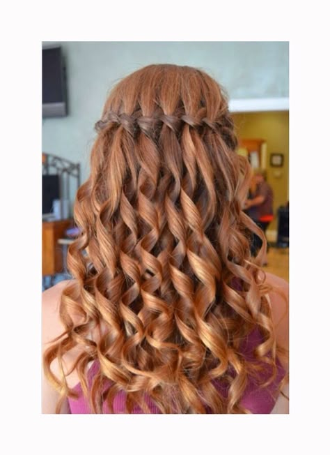 Waterfall braid Waterfall Braid With Curls, Waterfall Braid Hairstyle, Braids With Curls, Sopot, Back To School Hairstyles, Easy Hairstyles For Long Hair, Long Curly Hair, Long Curly, Hairstyles For School