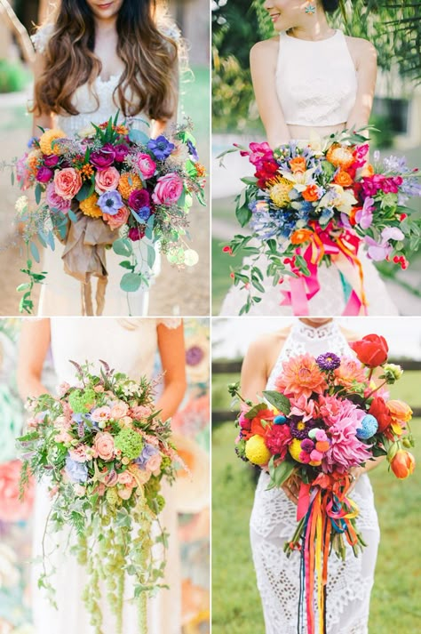 Rainbow Wedding Theme, Rainbow Bouquet, Colorful Wedding Bouquet, Boda Mexicana, Rainbow Wedding, Bright Wedding, Cascade Bouquet, Colorful Bouquet, Pastel Wedding