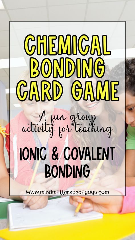 "Elevate your chemistry lessons with a fun and educational twist! Discover the excitement of our Chemical Bonding Card Game—a dynamic activity that makes teaching ionic and covalent bonding a breeze. Dive into the world of interactive learning and see your students thrive! High School Chemistry Classroom, Ionic And Covalent Bonds, High School Science Classroom, Middle School Chemistry, Chemical Bonding, Teacher Motivation, Chemistry Classroom, High School Chemistry, Covalent Bonding