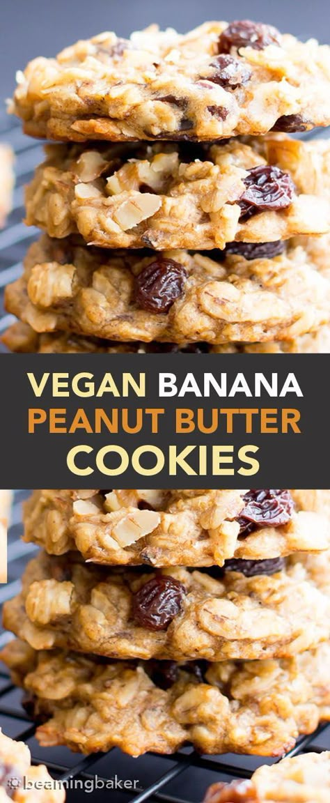 Banana Cookie Recipes, Banana Recipes Vegan, Vegan Banana Cookies, Cookies Banana, Cookies With Peanut Butter, Peanut Butter Banana Cookies, Banana Cookie Recipe, Banana Breakfast Cookie, Ripe Banana Recipe