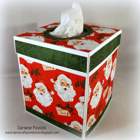 DAR'S CRAFTY CREATIONS: Holiday Tissue Box Covers Decorating Tissue Boxes Ideas, Tissue Box Covers Diy Paper, Diy Tissue Box Holder, Diy Tissue Box Covers, Box Covers Diy, Tissue Box Crafts, Kleenex Box Cover, Box Crafts, Kleenex Box