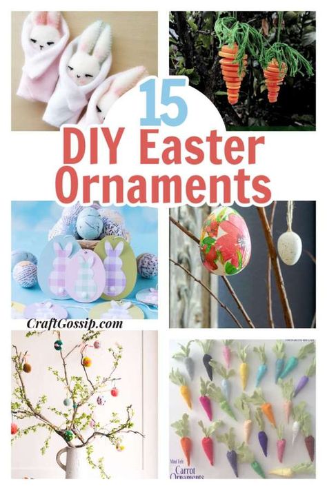 I live in sunny Australia, whereas of right now, we are suffering from a 40-degree celsius (about 104 degrees Fahrenheit!) summer day. For us, Easter is in Autumn (Fall). However, for the Northern Hemisphere, Easter brings with it the warmth … Read the rest Diy Easter Bunny, Bunny Ornaments, Easter Tree Ornaments, Easter Ornaments, Easter Egg Tree, Easter Egg Ornaments, Scrap Fabric Crafts, Diy Pom Pom, Easter Basket Fillers