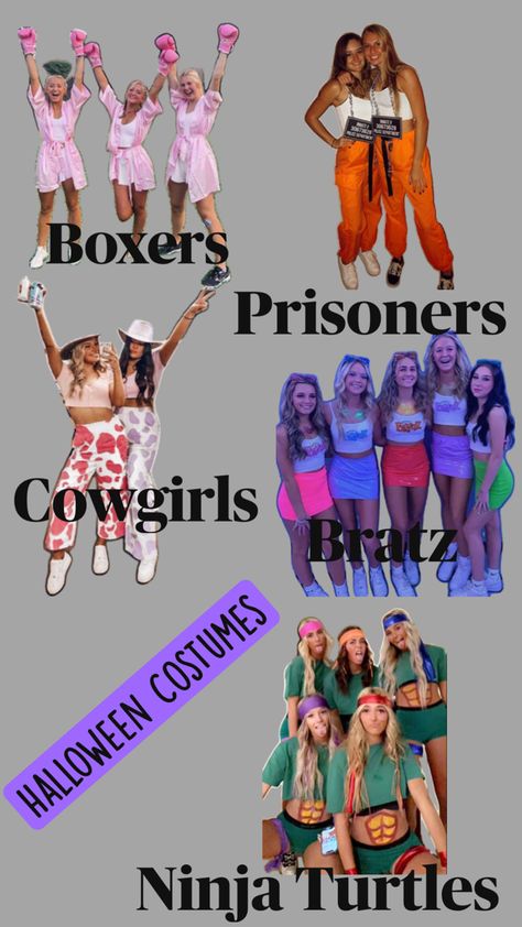 Halloween Costume Ideas For Five People, Costumes For Seven People, Group Of 3 Costumes Halloween, Holoween Costums Ideas 4 People, Book Week Ideas For Teens, 5 Friends Halloween Costumes, Trio Halloween Costumes For Cold Weather, Friend Group Of 4 Halloween Costumes, Halloween Costumes 5 People Group