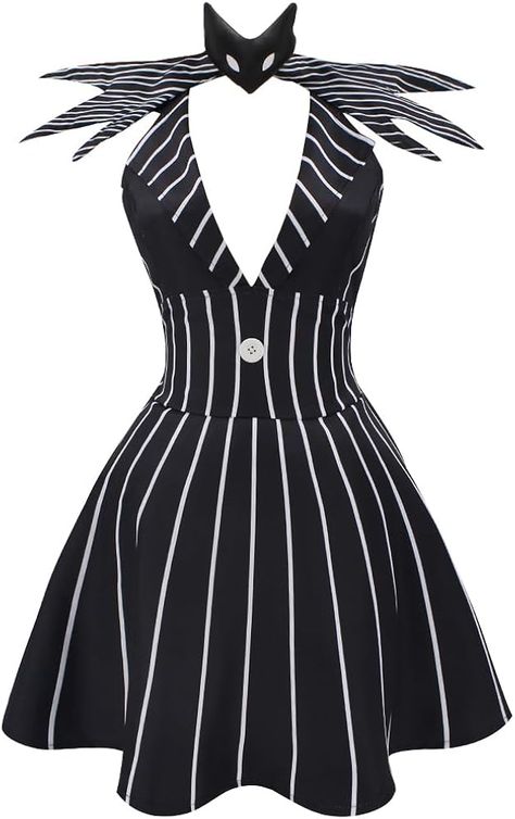 Amazon.com: Night Before Christmas Jack Costume Dress Womens Stripe Suit Dress with Bowtie Halloween Uniform Dress S : Clothing, Shoes & Jewelry Jack Costume, Stripe Suit, Hot Costume, Bow Tie Dress, Uniform Dress, Halloween Costume Outfits, Night Before Christmas, Suit Dress, Cute Halloween Costumes