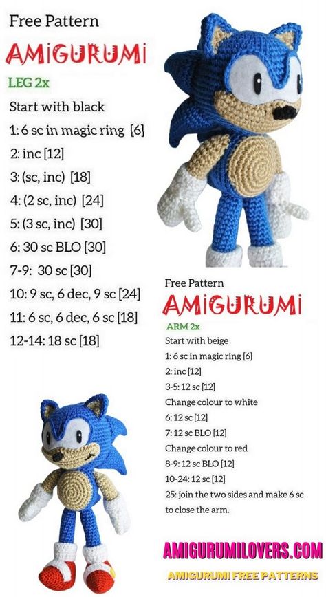 Crocheted Sonic The Hedgehog Pattern, Sonic The Hedgehog Amigurumi Free Pattern, Sonic Sewing Pattern, Sonic Knitting Pattern, Sonic Hedgehog Crochet Pattern, Crochet Character Free Pattern, Tails Crochet Sonic, Free Crochet Cartoon Characters, Crochet Sonic Free Pattern