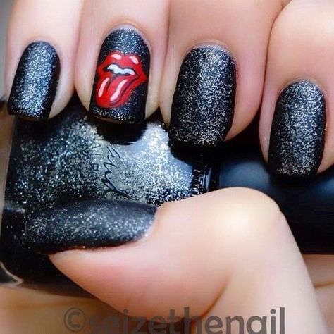 Rock Nails, Stone Nail Art, Kiss Nails, Red Nail, Get Nails, I Love Nails, Fancy Nails, Creative Nails, Nails Designs