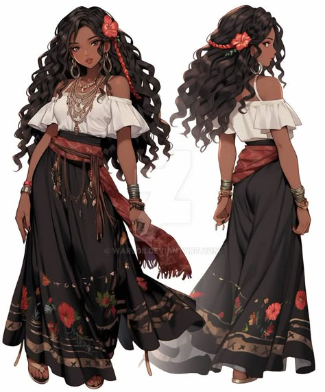 Female Dress Drawing, Spanish Character Design, Romani Character Design, Pirate Outfit Female Drawing, Royalty Fantasy Art, Midevil Outfits Female, Black Pirate Woman, Pirate Outfit Drawing, Dnd Outfits Female