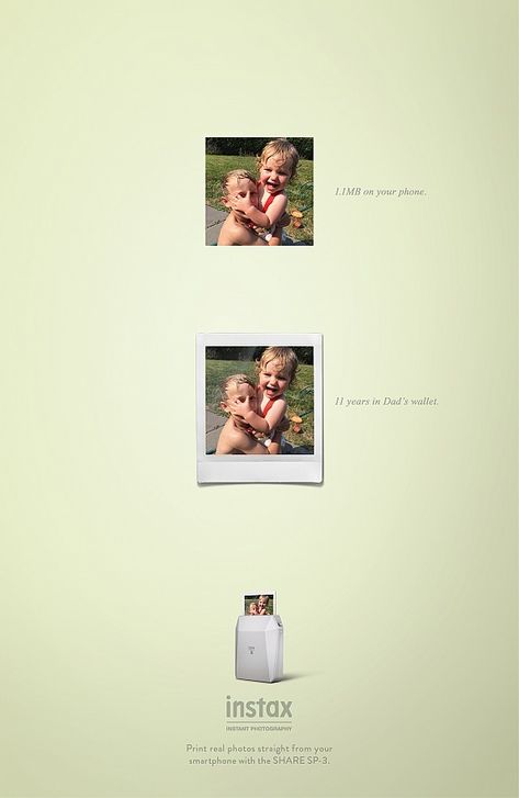 Print ad: instax (Fujifilm): In Dad's Wallet