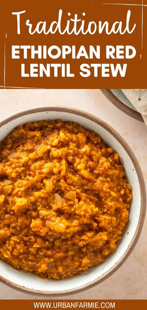 Red Lentil Recipes Easy, Vegan Ethiopian Recipes, Red Lentil Stew, Ethiopian Lentils, Ethiopian Recipes, Lentil Recipes Easy, Red Lentil Recipes, Lentils Vegan, Peasant Food