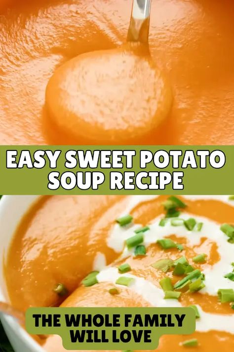 Potato Soup Recipes Easy, Sweet Potato Soup Recipes Easy, Yam Soup Recipe, Easy Sweet Potato Soup, Potato Soup Recipes, Food For Fall, Soup Recipes Easy, Sweet Potato Soup Recipes, Milk Bread Recipe