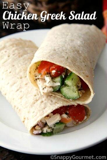 Easy Chicken Greek Salad Wrap Sandwich, a quick healthy lunch recipe that can also easily be made gluten-free. Recipe @SnappyGourmet.com #SnappyGourmet #Salad #chicken #Sandwich #ChickenSalad #LowCarb #GlutenFree #Lunch #Recipes Chicken Greek Salad, Greek Salad Wrap, Hummus Wraps, Turkey Wrap Recipes, Chicken Hummus, Perfect Picnic Food, Lunch Wrap, Chicken Greek, Turkey Wrap