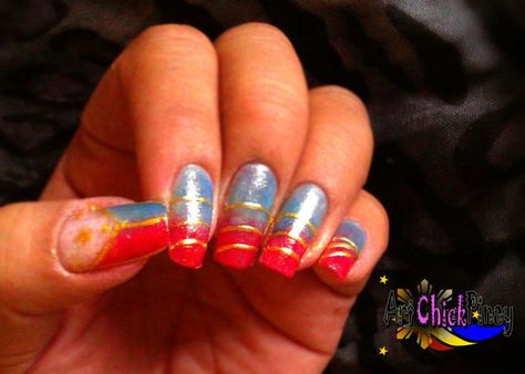 "Philippine Flag"  Check it from here: https://www.facebook.com/pages/ArtChickPinay/369867476357811 Filipino Nail Art, Filipino Nail Designs, Philippines Nails, Filipino Flag, Flag Nails, Nails Inspo, Nails Design, Nail Design, Art Designs