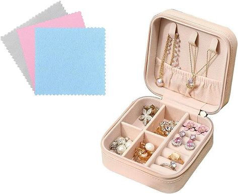 FuninCrea Jewellery Box for Women, Mini PU Leather Travel Jewelry Storage Case with 3pcs Silver Cloth for Rings Earrings Necklace, Portable Jewellery Box Organizer for Girl, Wife, Mother (pink) : Amazon.co.uk: Fashion Cricut Blanks, Travel Jewellery Box, Pink Amazon, Necklace Organizer, Box Organizer, Jewelry Organizer Box, Jewelry Storage, Luggage Accessories, Travel Jewelry