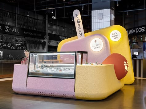 MY GELATO ice cream corner :: Behance Ice Cream Pop Up Store, Ice Cream Furniture, Ice Cream Pop Up, Ice Cream Kiosk, Candy Booth, Cafe Ice Cream, Creative Booths, Cream Furniture, Pop Up Cafe