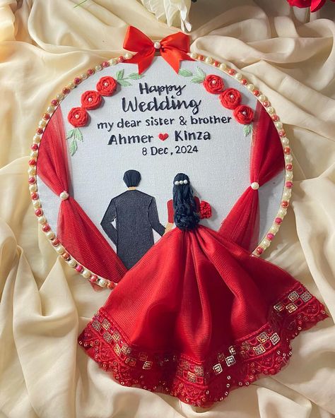 Celebrating your Brothers /sister’s special day with this handmade wedding hoop! 🎉❤️ A personalized touch to mark the beginning of a beautiful journey for the lovely couple. Crafted with love and attention to every detail. Here’s to a lifetime of happiness together! 🧵✨ . . . . . Hoop embroidery / handmade wedding gift / hoop art / DIY products/couple hoop gift / hoop embroidery wedding/ wedding gift / Gift / gifting #AhmerAndKinza #DecemberWedding #instagram #HandmadeLove #WeddingGift #Hand... Handmade Wedding Gift, Wedding Embroidery Hoop, Embroidery Punch Needle, Wedding Hoop, Handmade Wedding Gifts, Embroidery Wedding, Wedding Embroidery, Hoop Embroidery, Embroidery Gifts