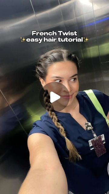 Lindsey Shelton on Instagram: "One of the ONLY hairstyles I wear that’s not a bun or ponytail. 

#nurse #nurselife #newgradnurse #newnurse #newgradrn #nursehair #grwm #nursehairstyles #hairstyles #easyhair #easyhairstyles #hairtutorial #easyhairtutorial" Hairstyle For Nurses, Hairstyles For Nurses Long Hair, Nurse Updo Hairstyles, Easy Hairstyles For Nurses, Hairstyles For Nurses, Bob Haircut Medium Length, Quick Black Hairstyles, Natural Hair Box Braids, Nurse Hair