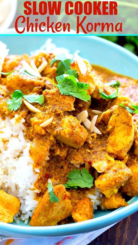 Slow Cooker Chicken Korma, Chicken Korma Recipe, Korma Recipe, Chicken Korma, Indian Chicken, Simply Recipes, Main Courses, Boneless Chicken, Indian Dishes