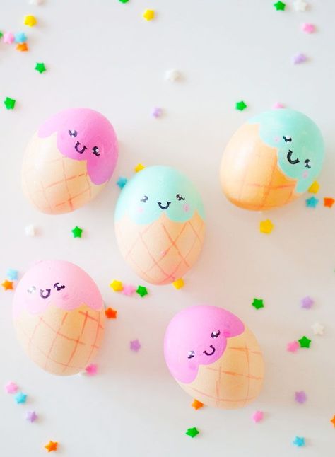 Diy Ice Cream Cone, Cool Easter Eggs, Animal Easter Eggs, Unique Easter Eggs, Creative Easter Eggs, Easter Egg Art, Diy Ice Cream, Easter Images, Easter Egg Designs