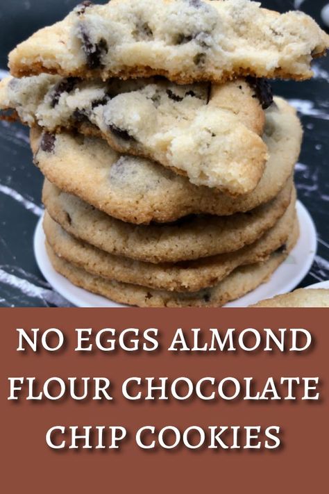 Cookies Without Baking Soda, High Fibre Desserts, Cookies No Eggs, Egg Free Chocolate Chip Cookies, Almond Flour Desserts, Almond Flour Chocolate Chip, Almond Flour Chocolate Chip Cookies, Tasty Chocolate Chip Cookies, Make Almond Flour