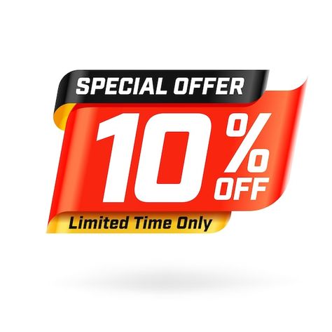 Vector special offer sale 10 percent off... | Premium Vector #Freepik #vector #sell #discount-template #sale #offer-template 10% Discount Logo, 10 Off Sale Graphic, 10 Percent Off, Sale Logo, Discount Logo, Special Offer, Office Design, Premium Vector, Limited Time