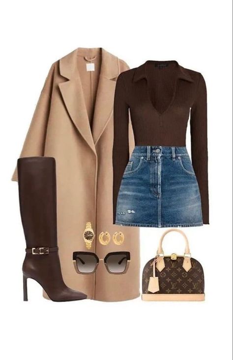 Yesenia Glam - 🤎🍂Fall Classy Outfit INSPO 🍂🤎 Shop:... Stile Casual Chic, Chique Outfits, A Skirt, Looks Chic, Lookbook Outfits, Winter Fashion Outfits, Polyvore Outfits, Elegant Outfit, Outfits Casuales