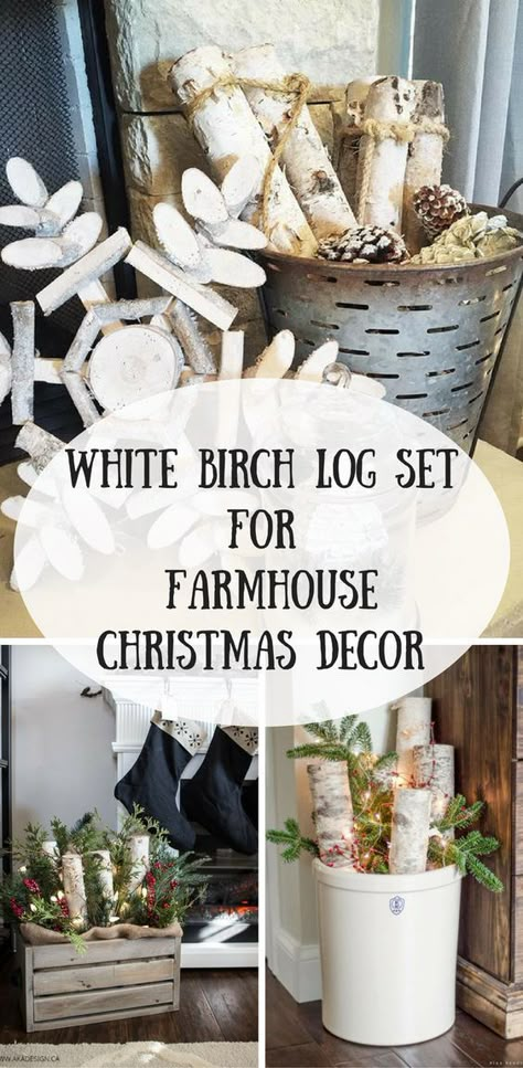 Birch Decorations, Birch Tree Decor Christmas, Birch Wood Decor, Log Decor, Birch Tree Decor, Birch Craft, Birch Logs, Christmas Decoration Ideas, Branch Decor