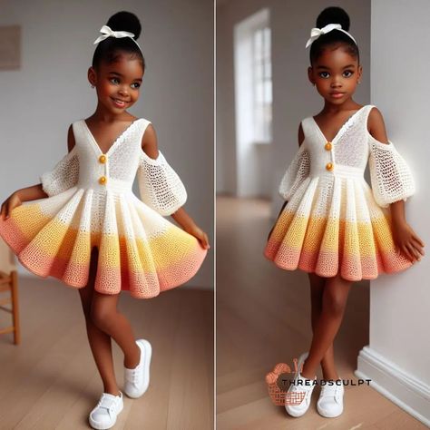 CROCHET PATTERNS AND INSPIRATION | Little fashionista rocking her crochet outfit with a touch of sweetness and a sprinkle of charm!💕 #crochetdress #crochetcuteness… | Instagram Crochet Dress For Girl, Crochet Dress Kids, Crochet Dress For Kids, Crochet Baby Pants, Yarn Clothes, Crochet Outfit, Baby Clothes Patterns Sewing, Kids Clothes Patterns, Crochet Slipper Pattern