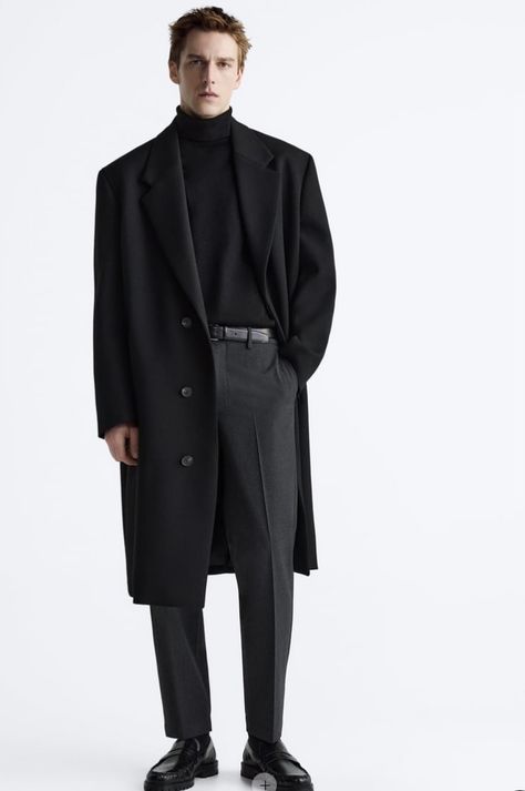 Black Wool Coat Outfit Men, Black Trousers Outfit Men, Black Trousers Outfit Man, Black Wool Coat Outfit, Black Trench Coat Outfit, Black Trench Coat Men, Black Trousers Outfit, Trousers Outfit Men, Wool Coat Outfit