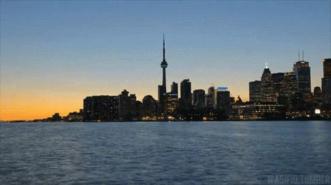 stunning-landscape-cityscape-gifs-toronto Canada Gif, Animated Water, Mr Lonely, Canada Landscape, Toronto Skyline, Virtual Travel, Night View, Aesthetic Gif, Backgrounds Desktop