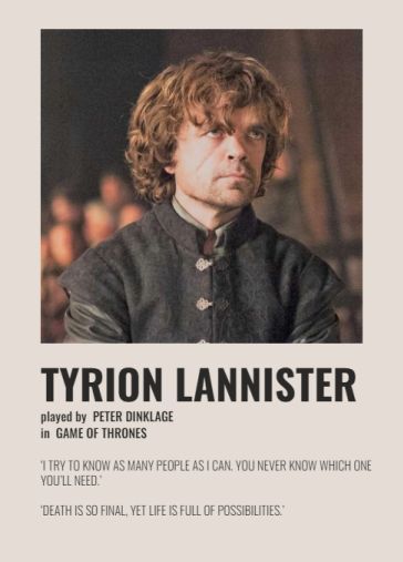 Tyrion Lannister Poster, Game Of Thrones Cards, Interstellar Movie Poster, Game Of Thrones Tyrion, Interstellar Movie, Minimalist Polaroid Poster, Dragon House, Peter Dinklage, Polaroid Poster