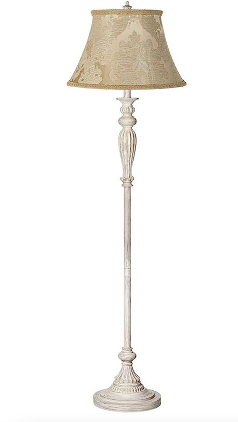 360 Lighting Traditional Vintage Shabby Chic Standing Floor Lamp 60" Tall Antique White Washed with Ivory Brocade Fabric Bell Shade Decor for Living Room Reading House Bedroom Family Home Vintage Standing Lamp, Shabby Chic Floor Lamp, French Floor Lamp, Long Lamp, French Floor, French Table Lamp, Tall Lamps, House Bedroom, Floor Standing Lamps