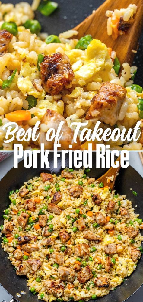 Takeout Pork Fried Rice Pork Fried Rice Easy, Pork And Rice Recipes, Pork Fried Rice Recipe, Fried Rice Recipe Easy, Pork Fried Rice, Pork Stir Fry, Authentic Chinese Recipes, Rice Mix, Crispy Rice