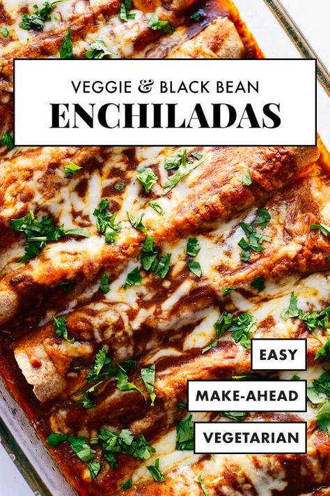 The BEST vegetarian enchiladas, stuffed with broccoli, bell pepper, spinach and black beans, topped with homemade red sauce! Everyone will love this healthy vegetarian enchilada recipe. #cookieandkate #veggieenchiladas #vegetarian #healthyrecipe #mexican Vegetarian Enchilada Recipe, Enchiladas Mexicanas, Homemade Red Sauce, Vegetarian Enchiladas Recipe, Vegetarian Enchilada, Veggie Enchiladas, Dinners Healthy, Black Bean Enchiladas, Vegetarian Enchiladas